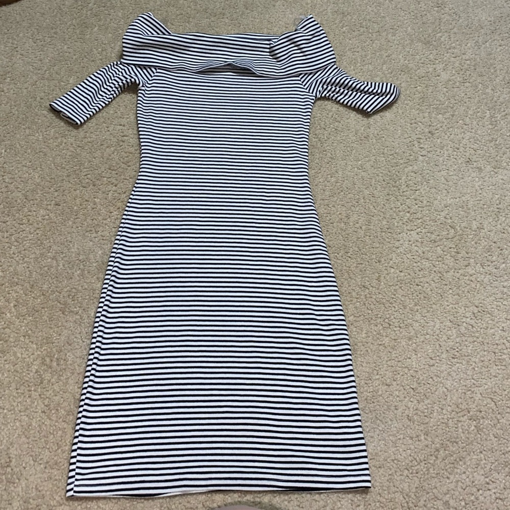 Striped Black White Off the Should dress
